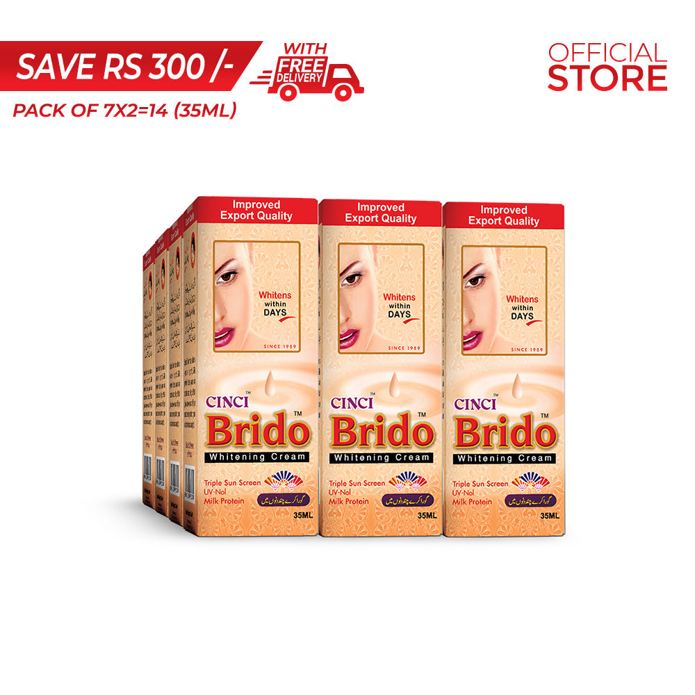 Brido Whitening Cream with Milk Protein (35ml) Pack of 7 x2=14 Pieces | Save Rs.300/- | Free Delivery